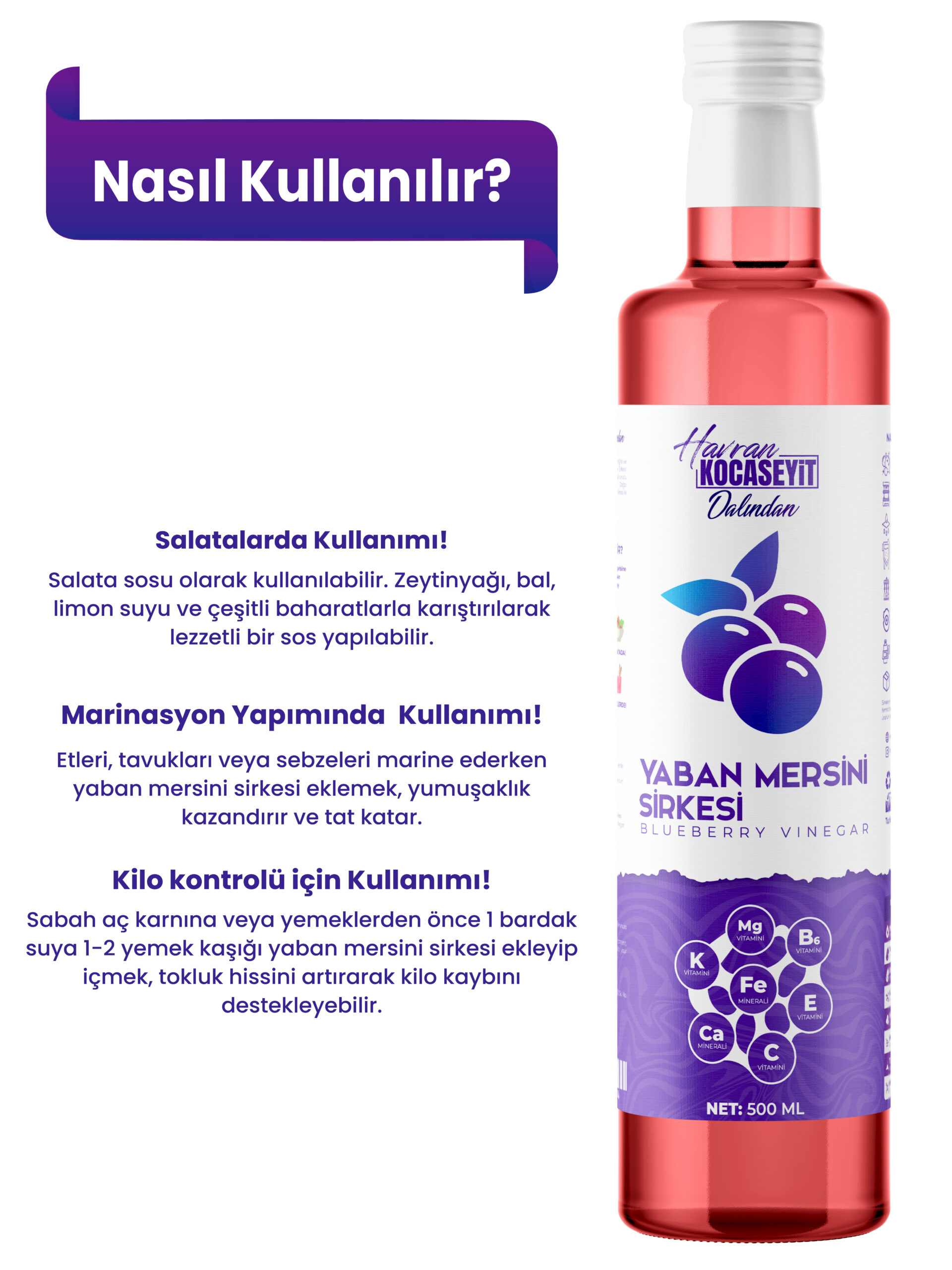 Doğal Antioksidan Yaban Mersini Sirkesi 500 Ml - Görsel 2
