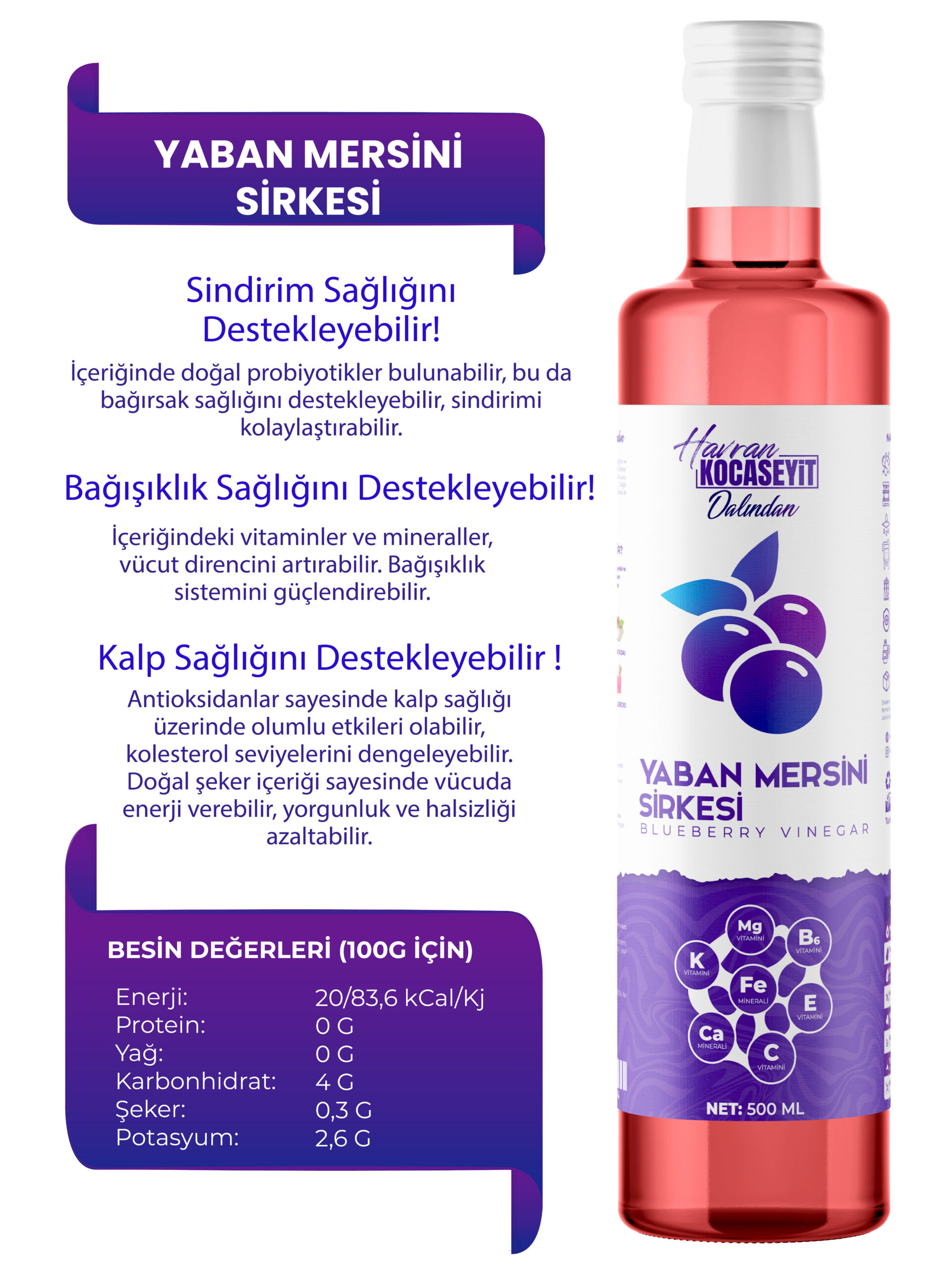Doğal Antioksidan Yaban Mersini Sirkesi 500 Ml - Görsel 4