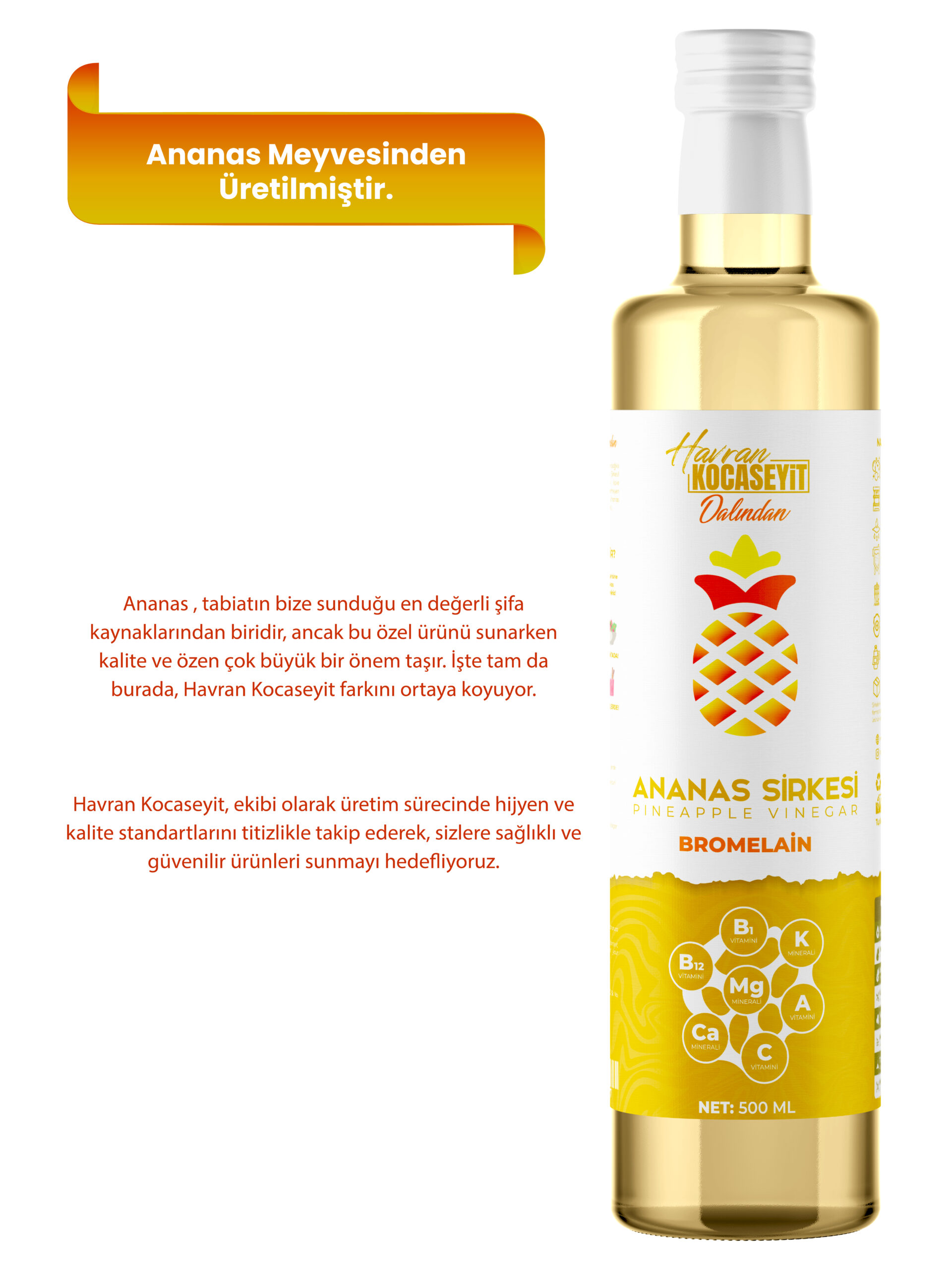 Bromelain içeren Ananas Sirkesi 500 Ml - Görsel 3