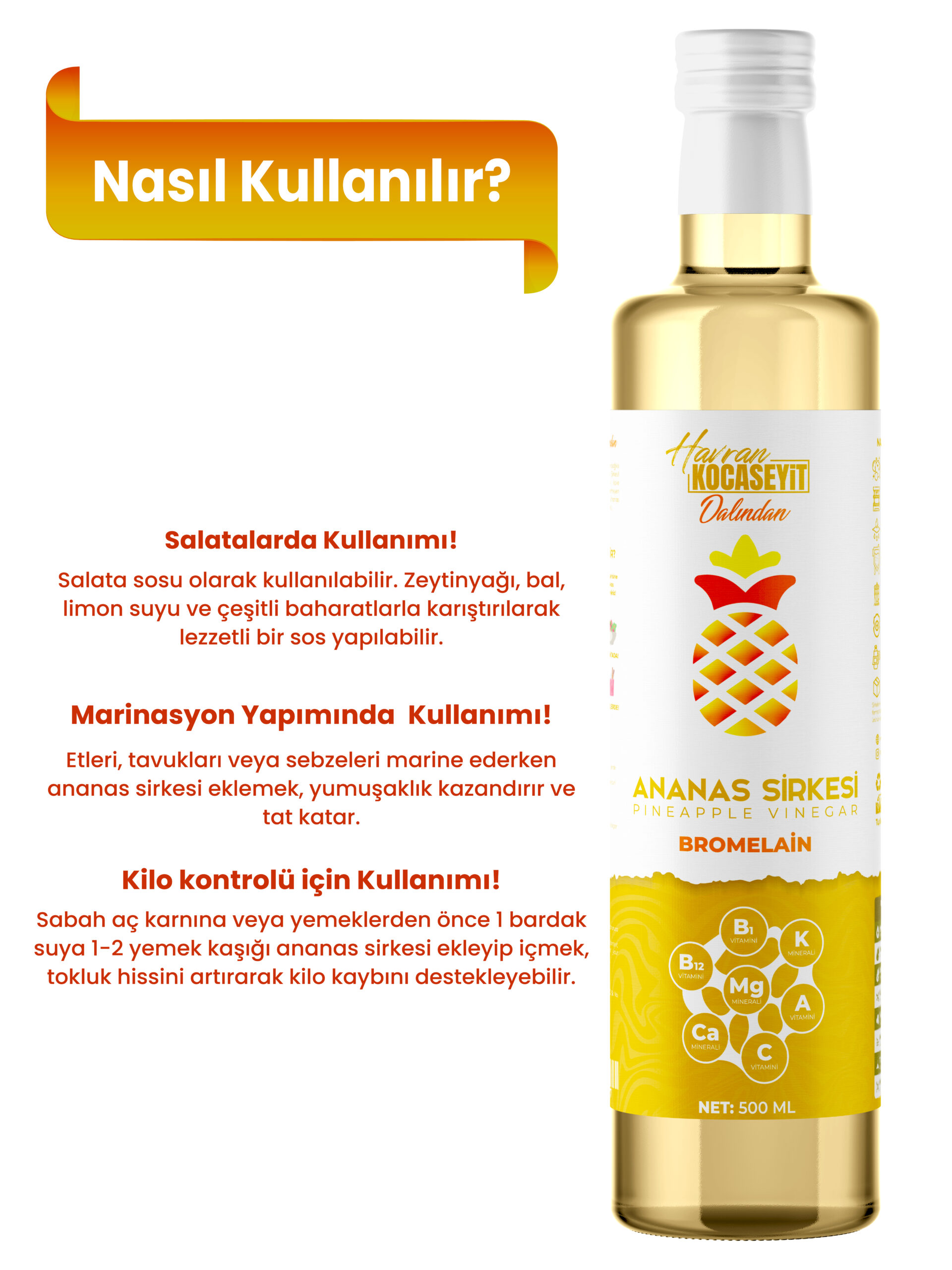 Bromelain içeren Ananas Sirkesi 500 Ml - Görsel 4