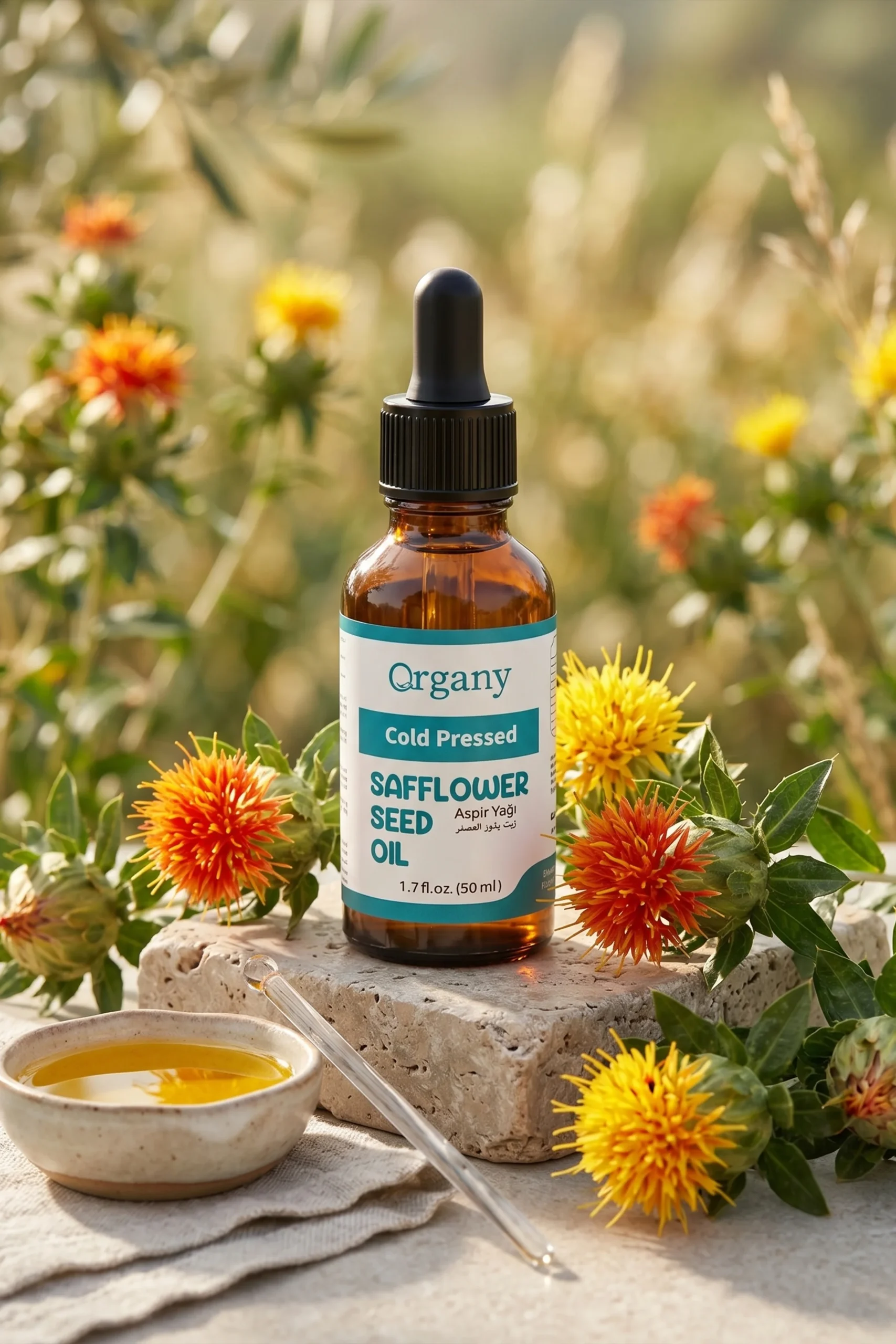 Soğuk Sıkım Aspir Yağı %100 Doğal Nemlendirici Cilt ve Besleyici Saç Bakım Yağı Safflower Oil 50 ml - Görsel 4