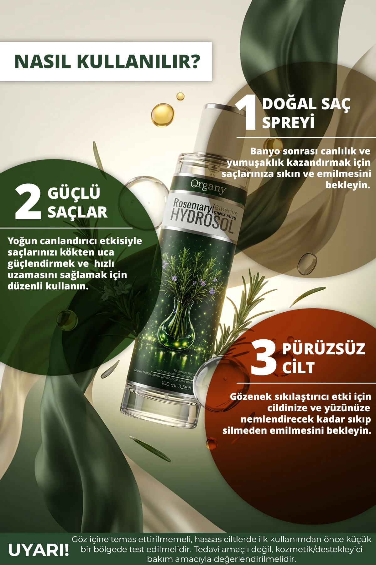 Dökülme Karşıtı Biberiye Suyu %100 Doğal Saç Güçlendirici ve Bakım Toniği Rosemary Hidrosol 100 ml - Görsel 2