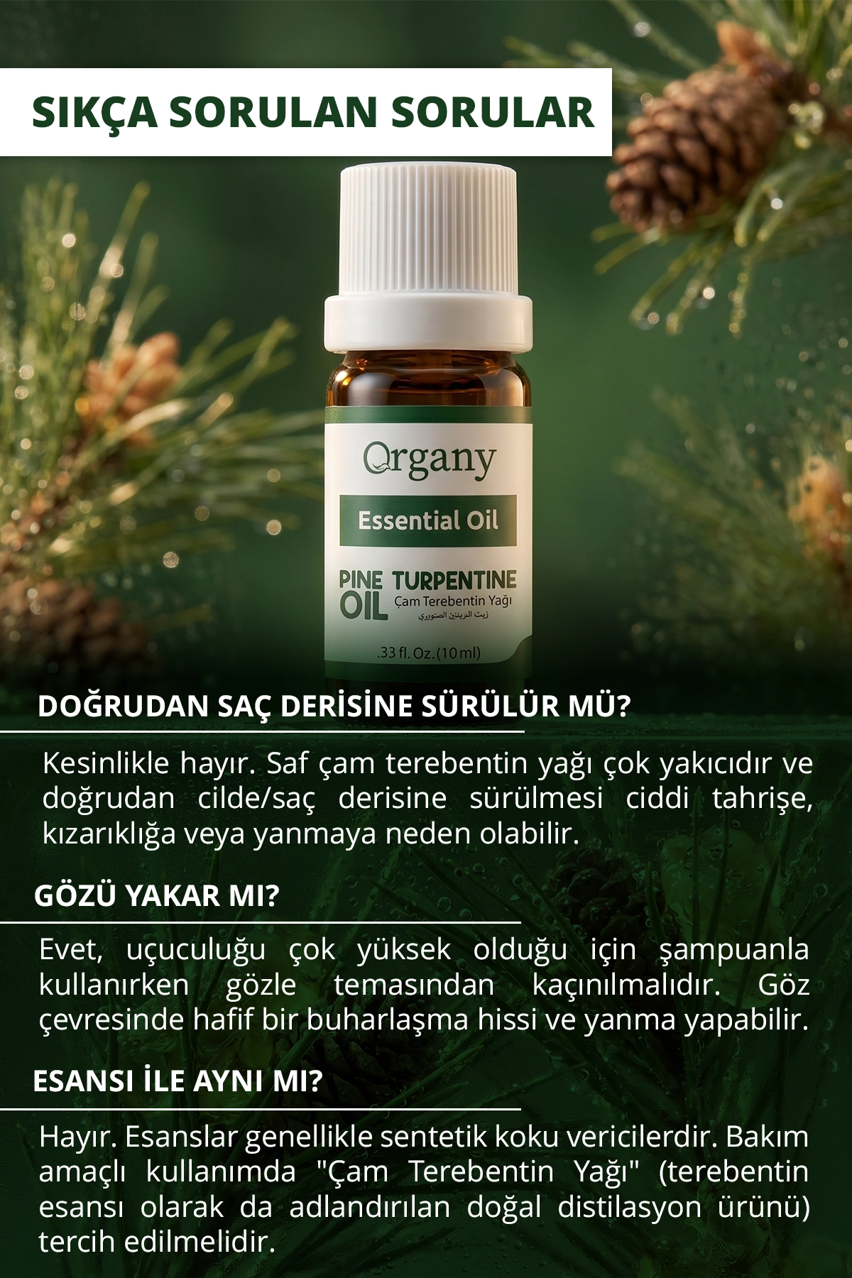 Saç Dökülme Karşıtı Çam Terebentin Yağı %100 Doğal Saç Derisi Bakım Yağı Pine Turpentine Essential Oil 10 ml - Görsel 4
