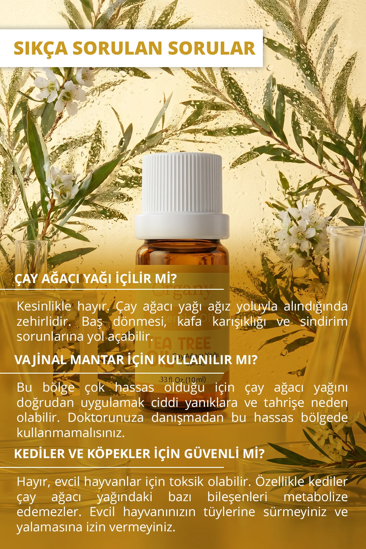 Akne Karşıtı Çay Ağacı Yağı %100 Doğal Akneye Eğilimli Cilt Bakım Yağı Tea Tree Essential Oil 10 ml - Görsel 4