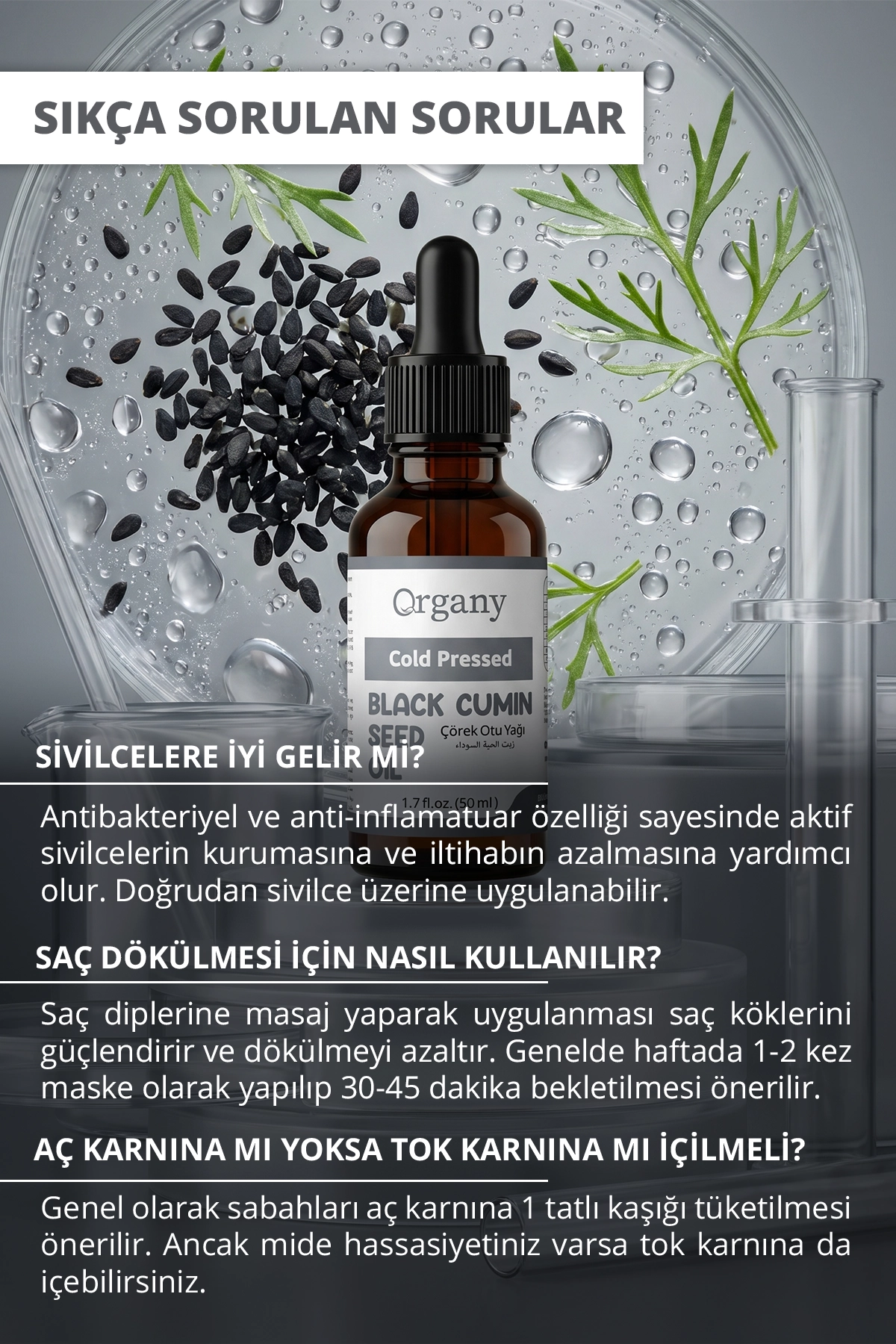 Soğuk Sıkım Çörek Otu Yağı %100 Doğal Akneye Eğilimli Cilt ve Saç Derisi Bakım Yağı Black Seed Oil 50 ml - Görsel 3