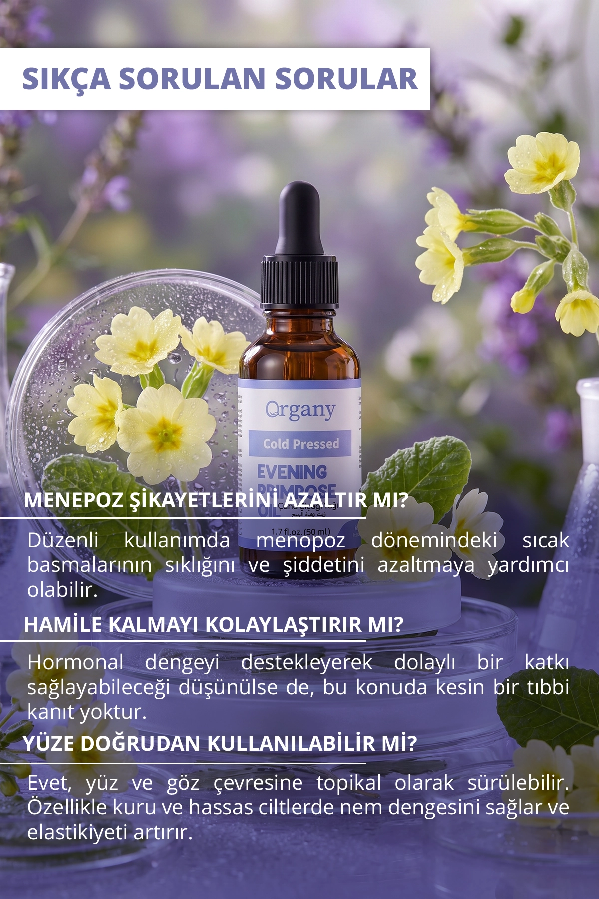 Soğuk Sıkım Çuha Çiçeği Yağı %100 Doğal Hassas ve Kuru Cilt Bakım Yağı Evening Primrose Oil 50 ml - Görsel 3