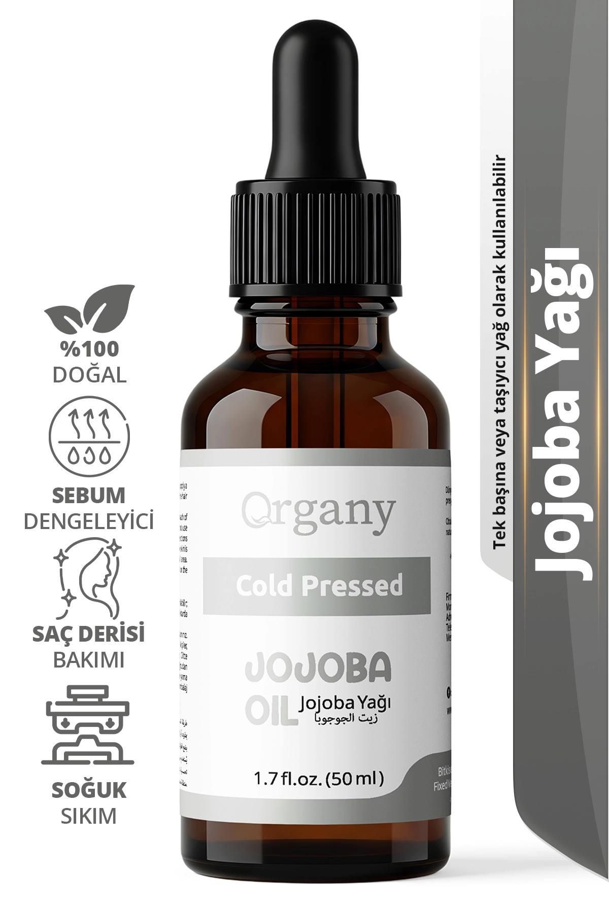 Soğuk Sıkım Jojoba Yağı %100 Doğal Gözenek Tıkamayan Cilt ve Saç Bakım Yağı Jojoba Oil 50 ml