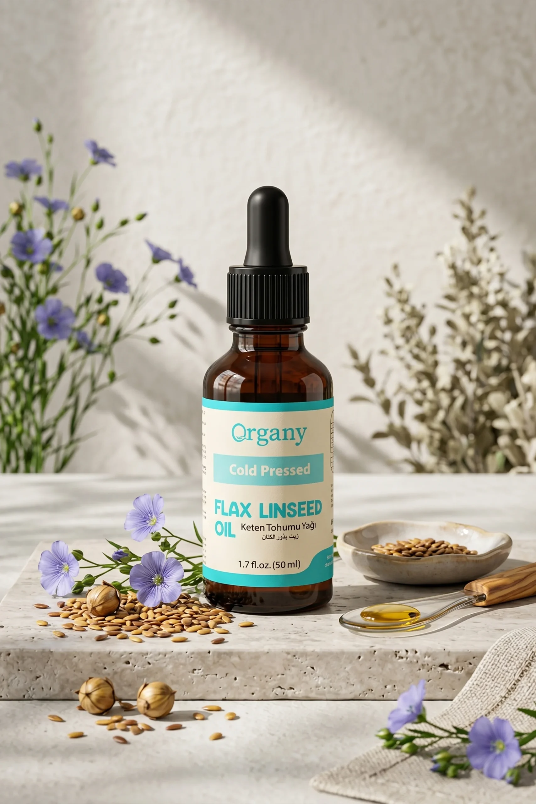 Soğuk Sıkım Keten Tohumu Yağı %100 Doğal Cilt Saç ve Kuru Cilt Bakım Yağı Flaxseed Oil 50 ml - Görsel 4