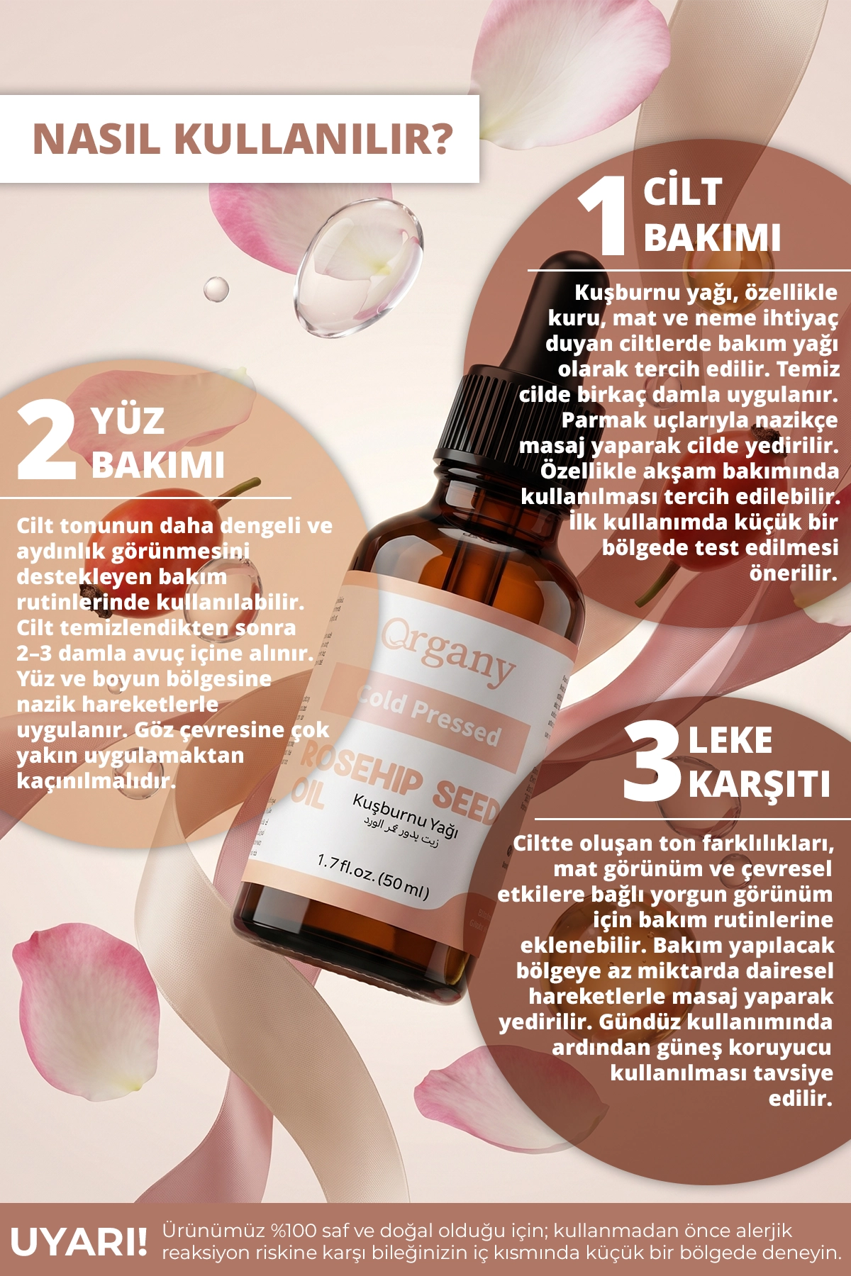 Soğuk Sıkım Kuşburnu Yağı %100 Doğal Leke ve Yaşlanma Karşıtı Cilt Bakım Yağı Rosehip Seed Oil 50 ml - Görsel 2