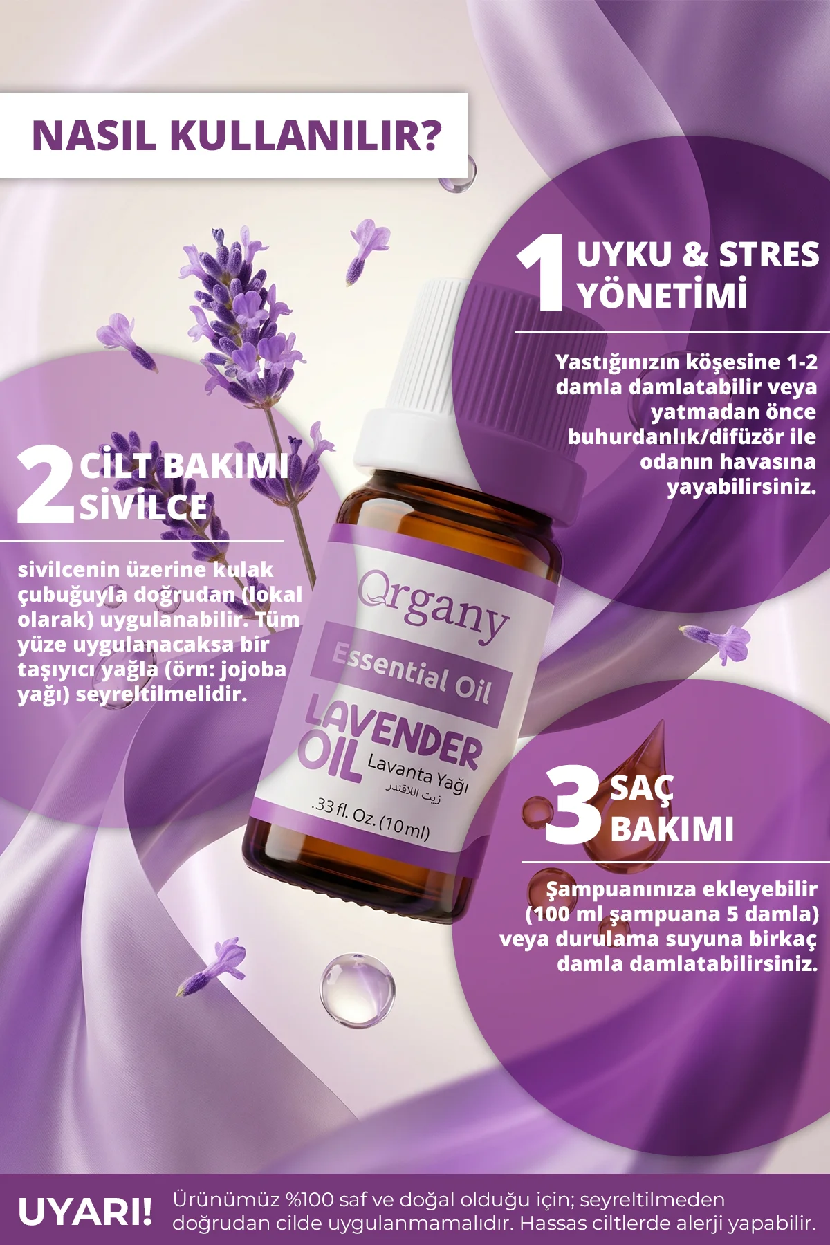 Uyku Kalitesi Artırıcı Lavanta Yağı %100 Doğal Rahatlatıcı Aromaterapi Yağı Lavender Essential Oil 10 ml - Görsel 3