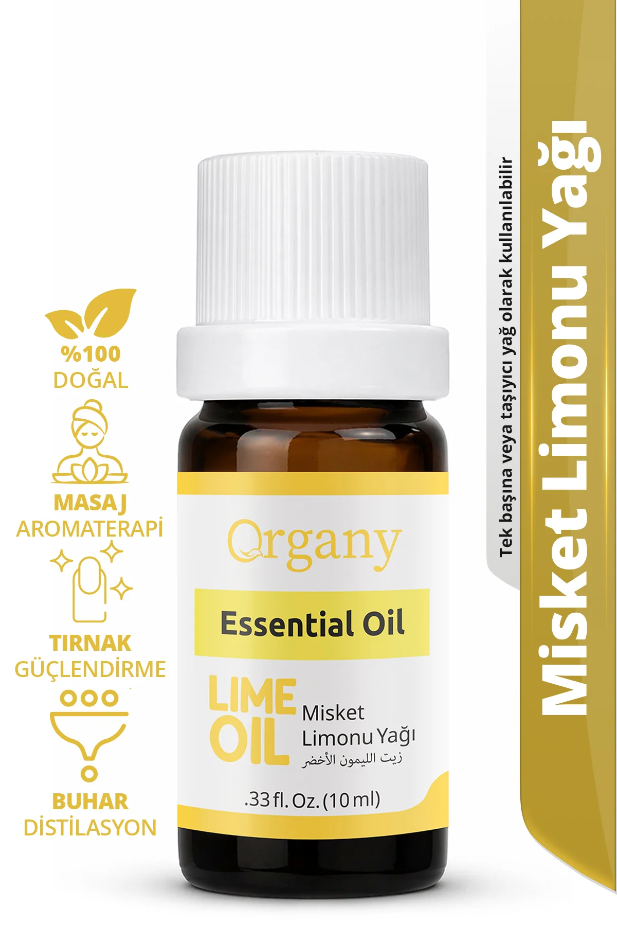 Enerji Verici Misket Limonu Yağı %100 Doğal Ferahlatıcı Turunçgil Aromaterapi Yağı Lime Essential Oil 10 ml