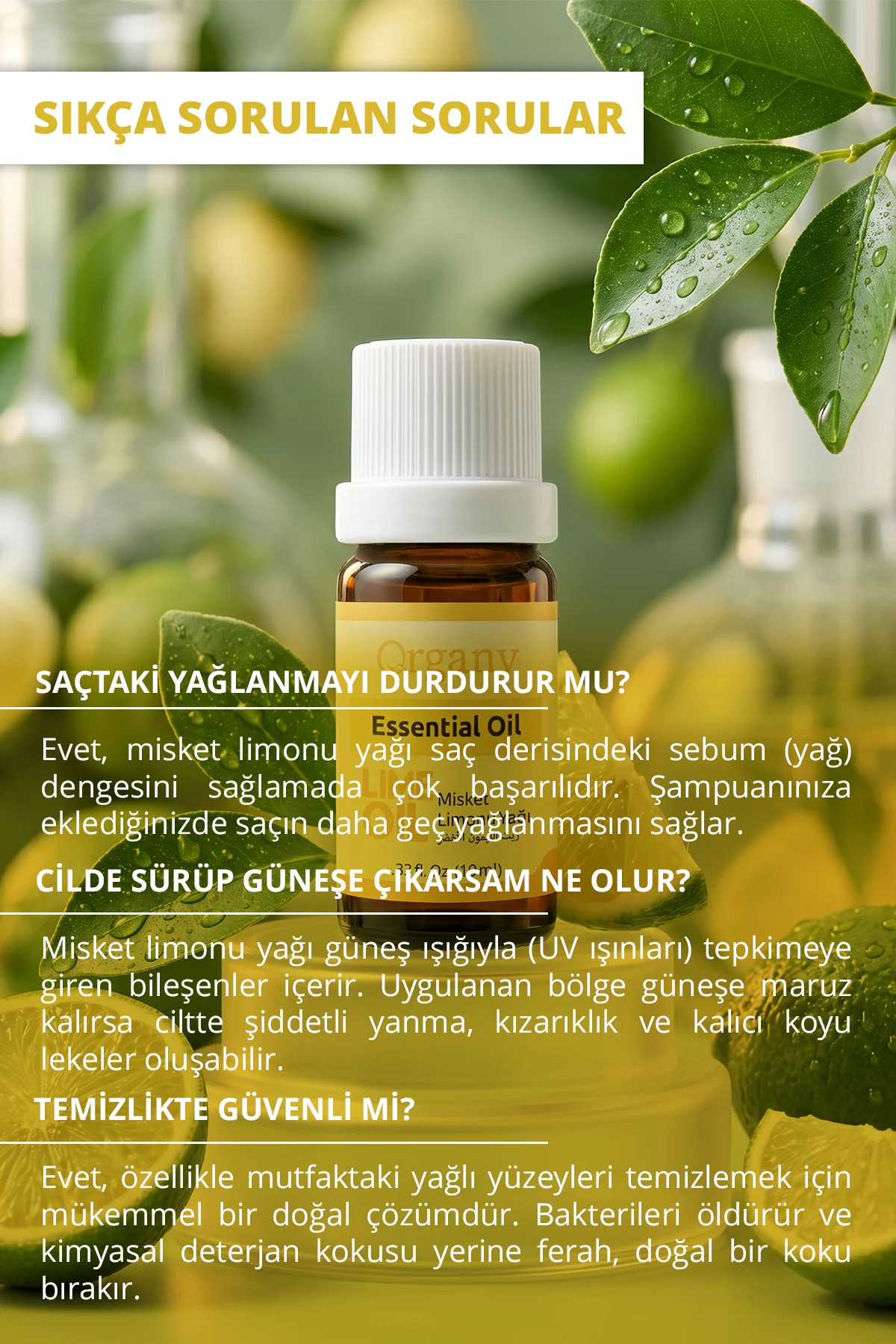 Enerji Verici Misket Limonu Yağı %100 Doğal Ferahlatıcı Turunçgil Aromaterapi Yağı Lime Essential Oil 10 ml - Görsel 4