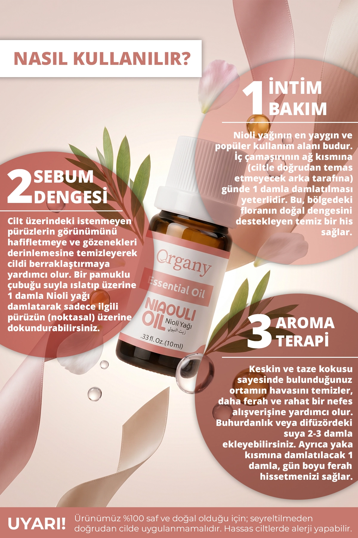 Genital Bölge Koku Karşıtı Nioli Yağı %100 Doğal İntim Bakım Yağı Niaouli Essential Oil 10 ml - Görsel 3