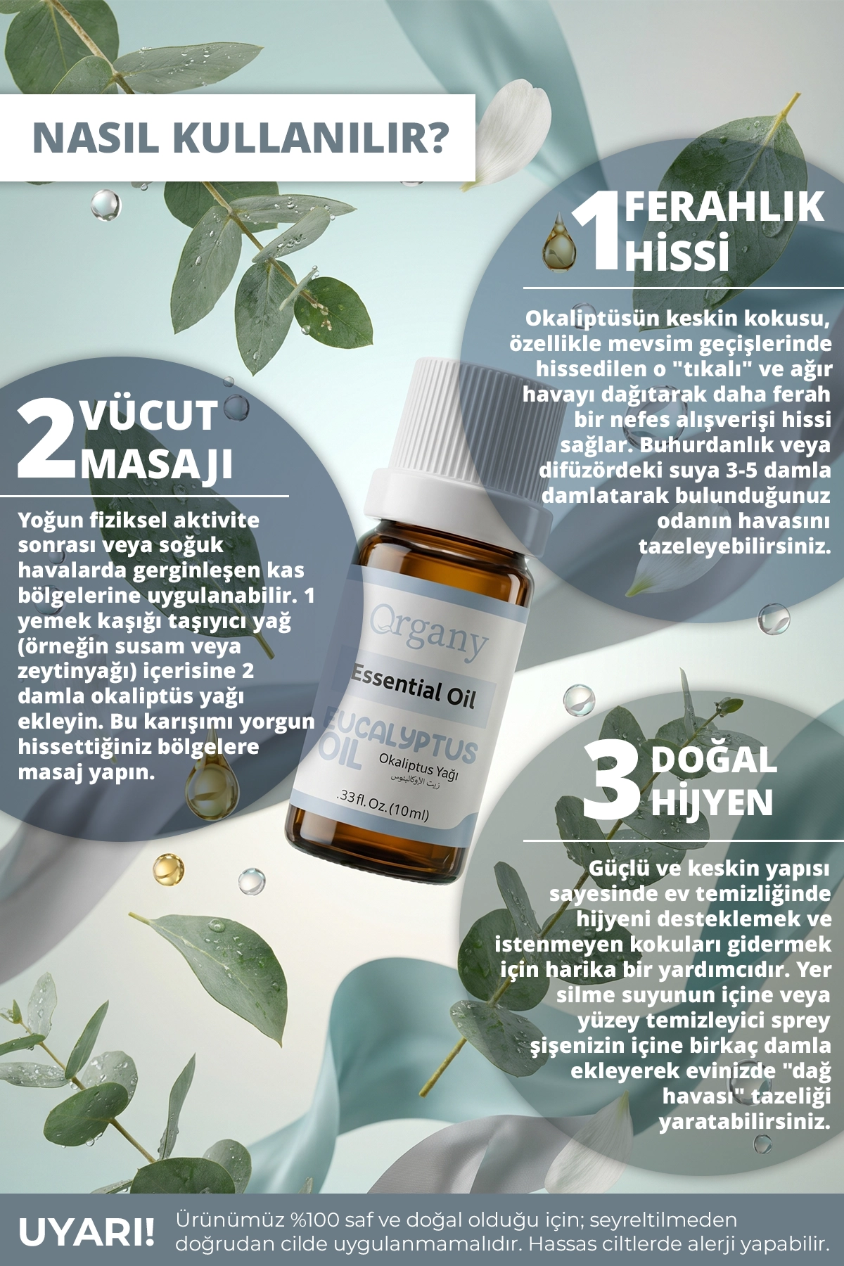 Okaliptus Yağı %100 Doğal Temiz Hava Aromaterapi Yağı Eucalyptus Essential Oil 10 ml - Görsel 3