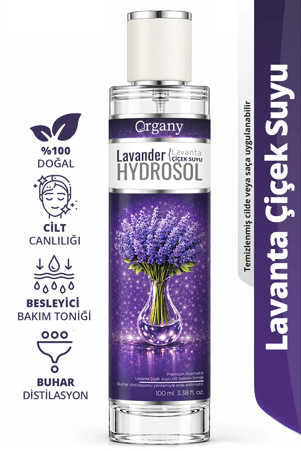 Cilde Canlılık Veren Lavanta Suyu %100 Doğal Besleyici Yüz ve Cilt Bakım Toniği Lavender Hidrosol 100 ml