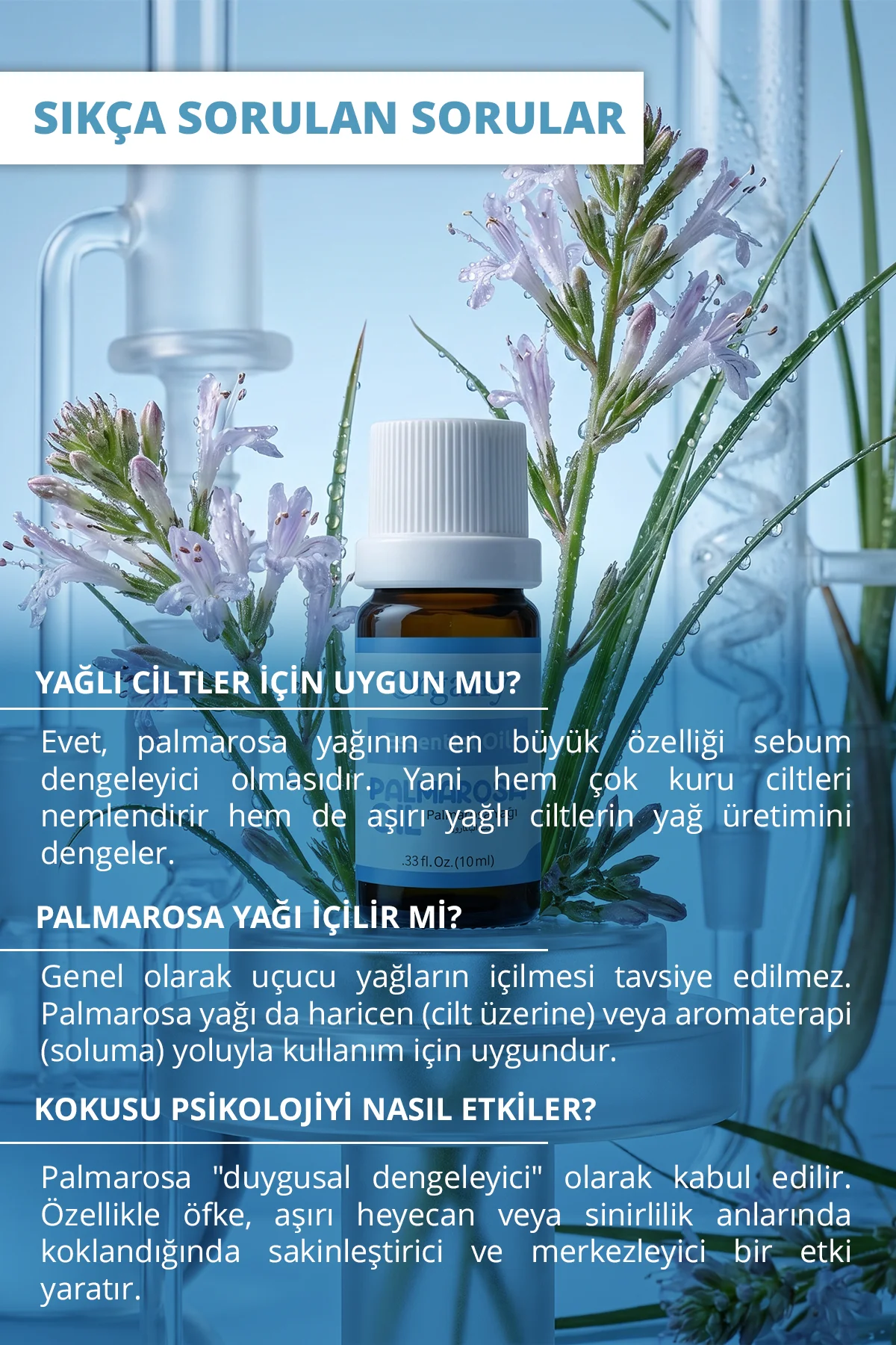 Doğal Deodorant Palmarosa Yağı %100 Doğal Temiz Çiçeksi Bakım Yağı Palmarosa Essential Oil 10 ml - Görsel 4