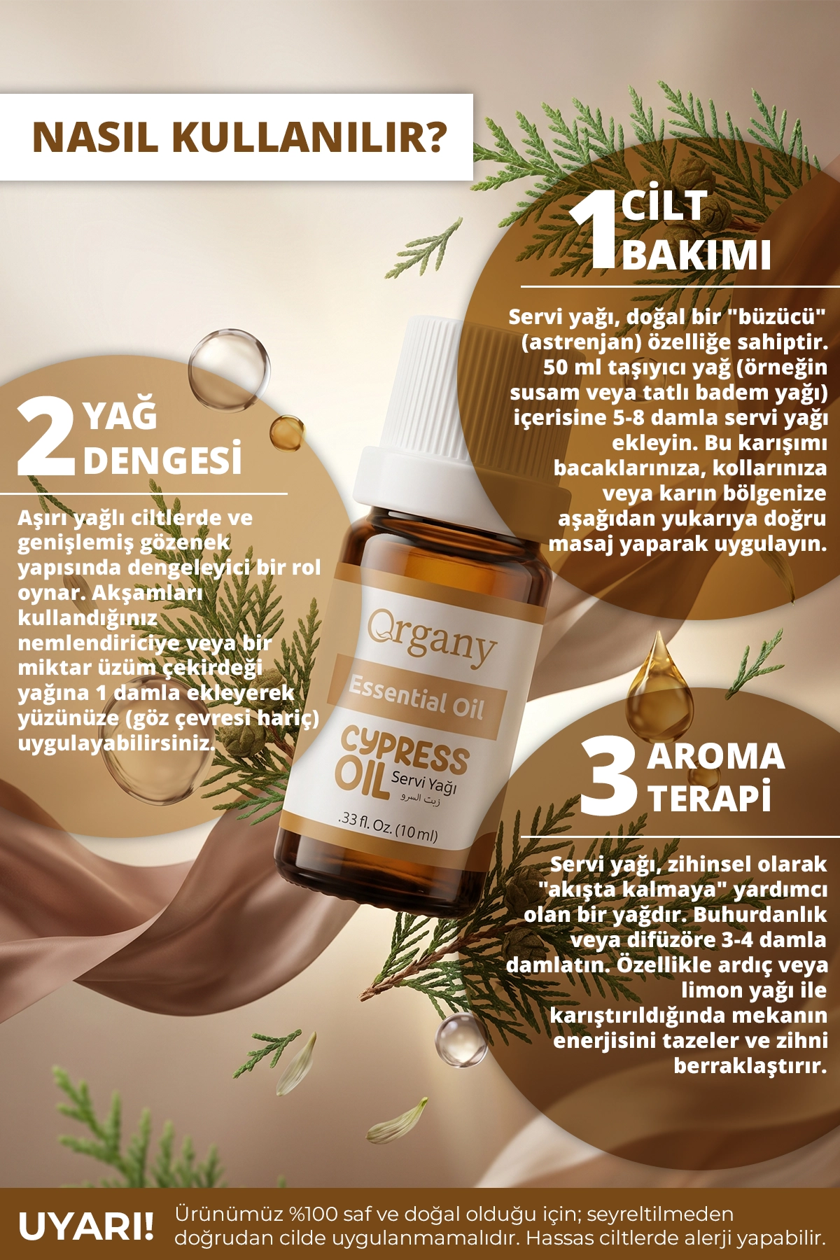 Kas Krampları İçin Servi Yağı %100 Doğal Masaj ve Vücut Bakım Yağı Cypress Essential Oil 10 ml - Görsel 3