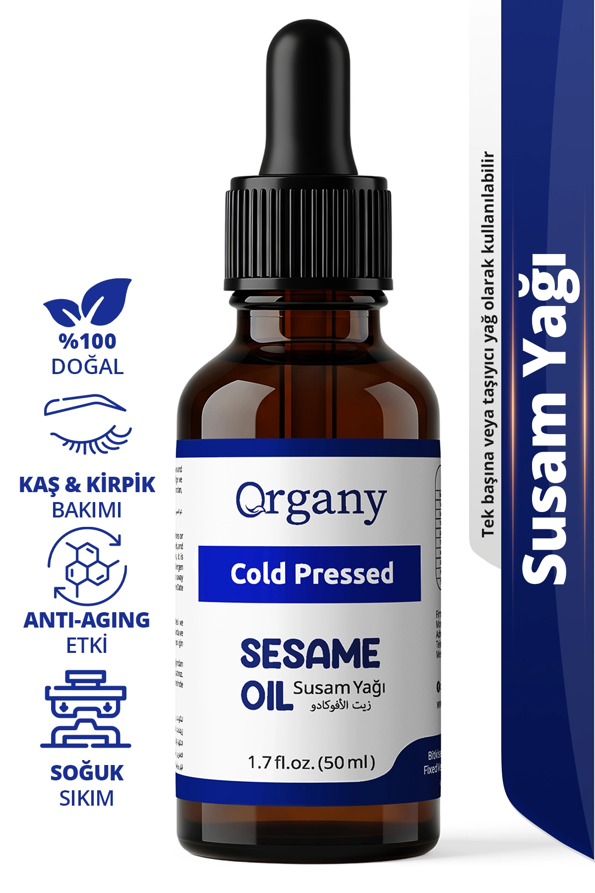 Soğuk Sıkım Susam Yağı %100 Doğal Cilt Saç Masaj ve Vücut Bakım Yağı Sesame Seed Oil 50 ml
