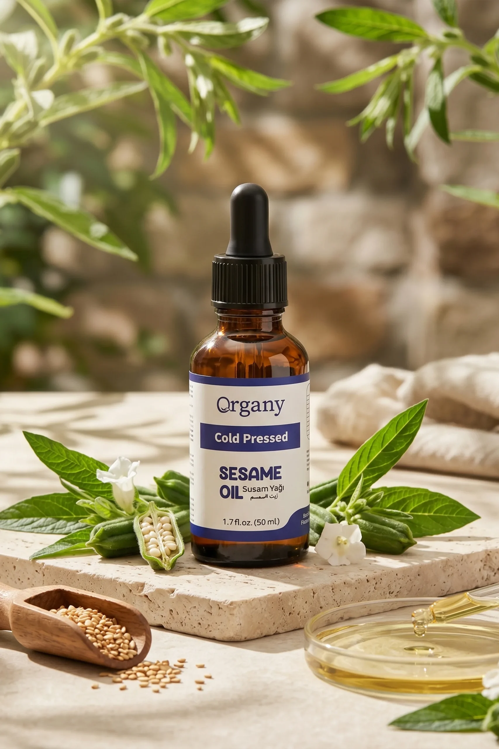 Soğuk Sıkım Susam Yağı %100 Doğal Cilt Saç Masaj ve Vücut Bakım Yağı Sesame Seed Oil 50 ml - Görsel 4