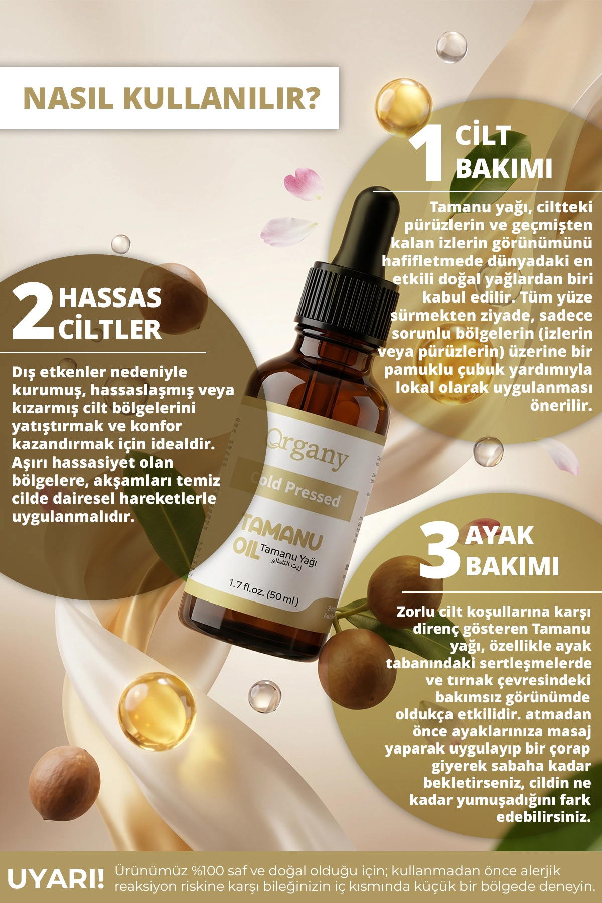 Soğuk Sıkım Tamanu Yağı %100 Doğal Cilt Bakım Yağı Tamanu Oil 50 ml - Görsel 2