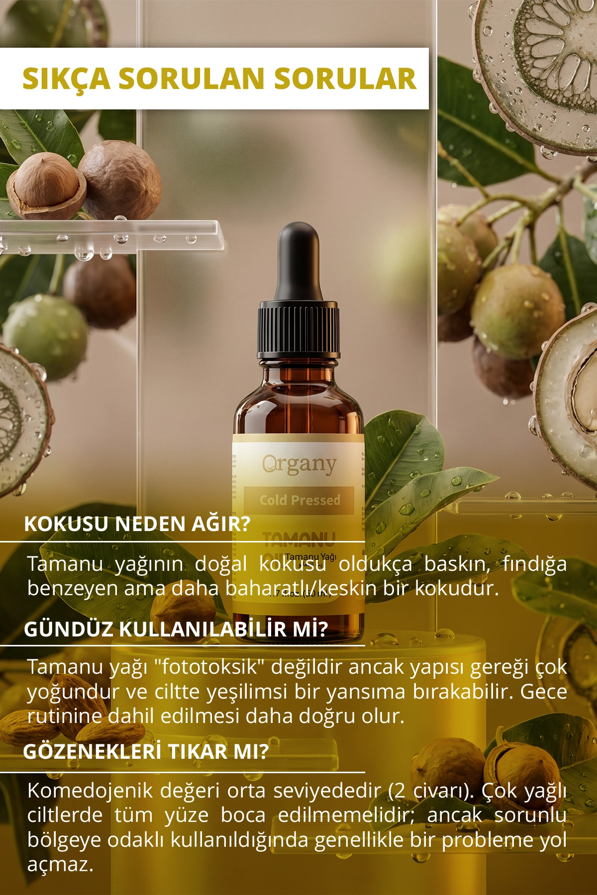 Soğuk Sıkım Tamanu Yağı %100 Doğal Cilt Bakım Yağı Tamanu Oil 50 ml - Görsel 3
