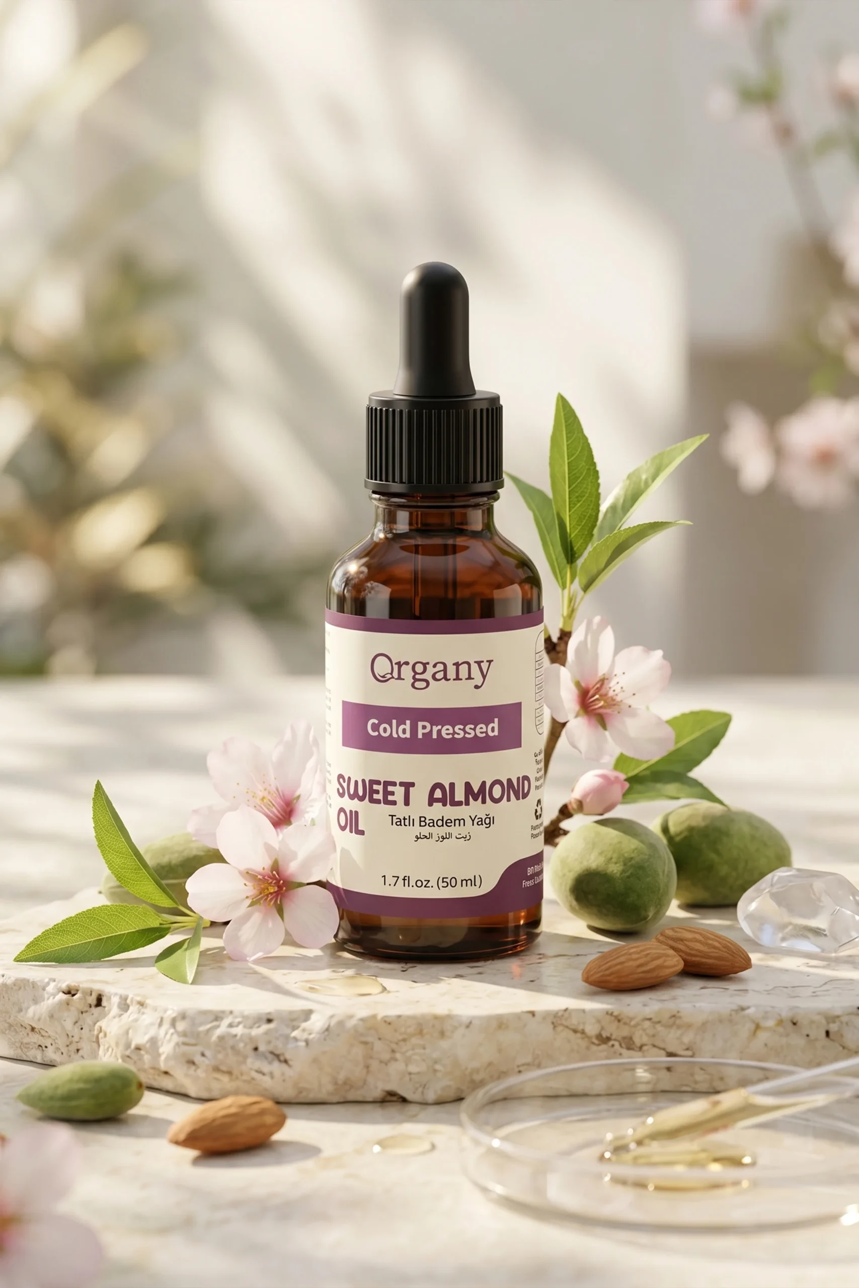 Soğuk Sıkım Tatlı Badem Yağı %100 Doğal Cilt ve Saç Bakım Yağı Sweet Almond Oil 50 ml - Görsel 4