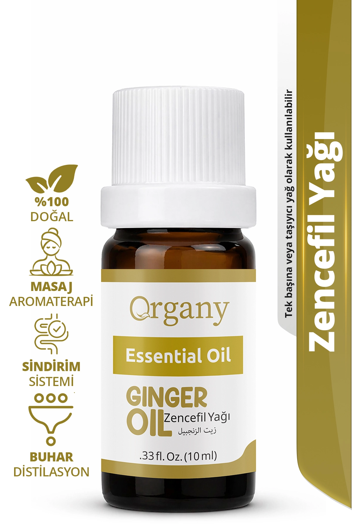 Isıtıcı Etkili Zencefil Yağı %100 Doğal Sıcak Baharatlı Masaj Yağı Ginger Essential Oil 10 ml